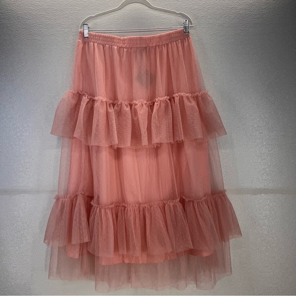 Tulle Skirts for Women - High Waisted A-line Tulle Skirt with Layered Ruffles XL - Picture 9 of 17